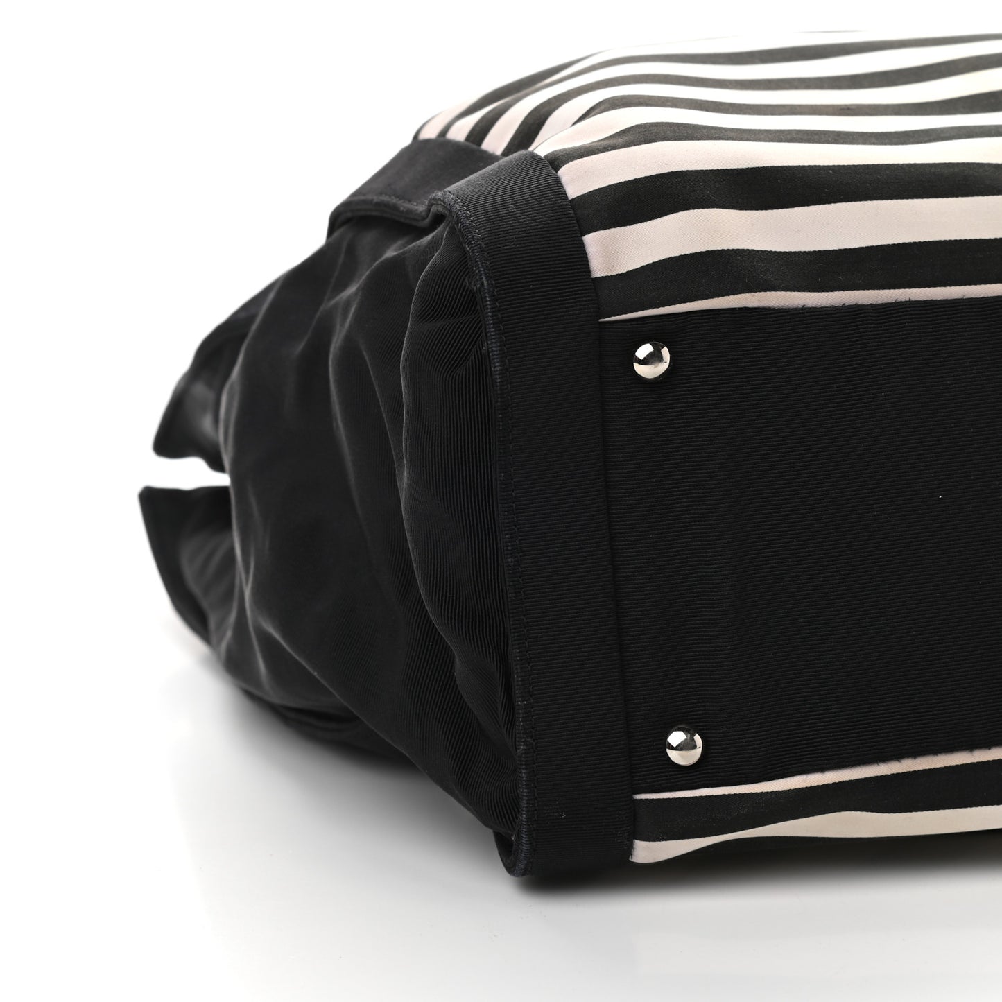 Striped Canvas CC Shopping Tote Black White