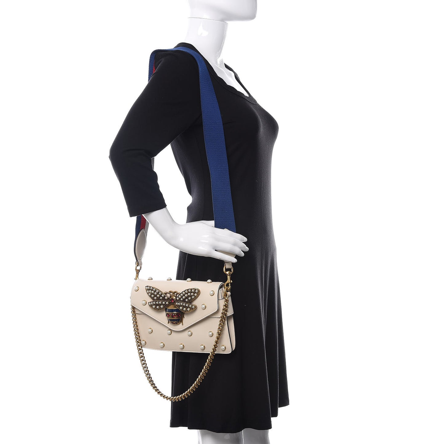 Nappa Pearl Studded Mini Queen Margaret Broadway Shoulder Bag Mystic White