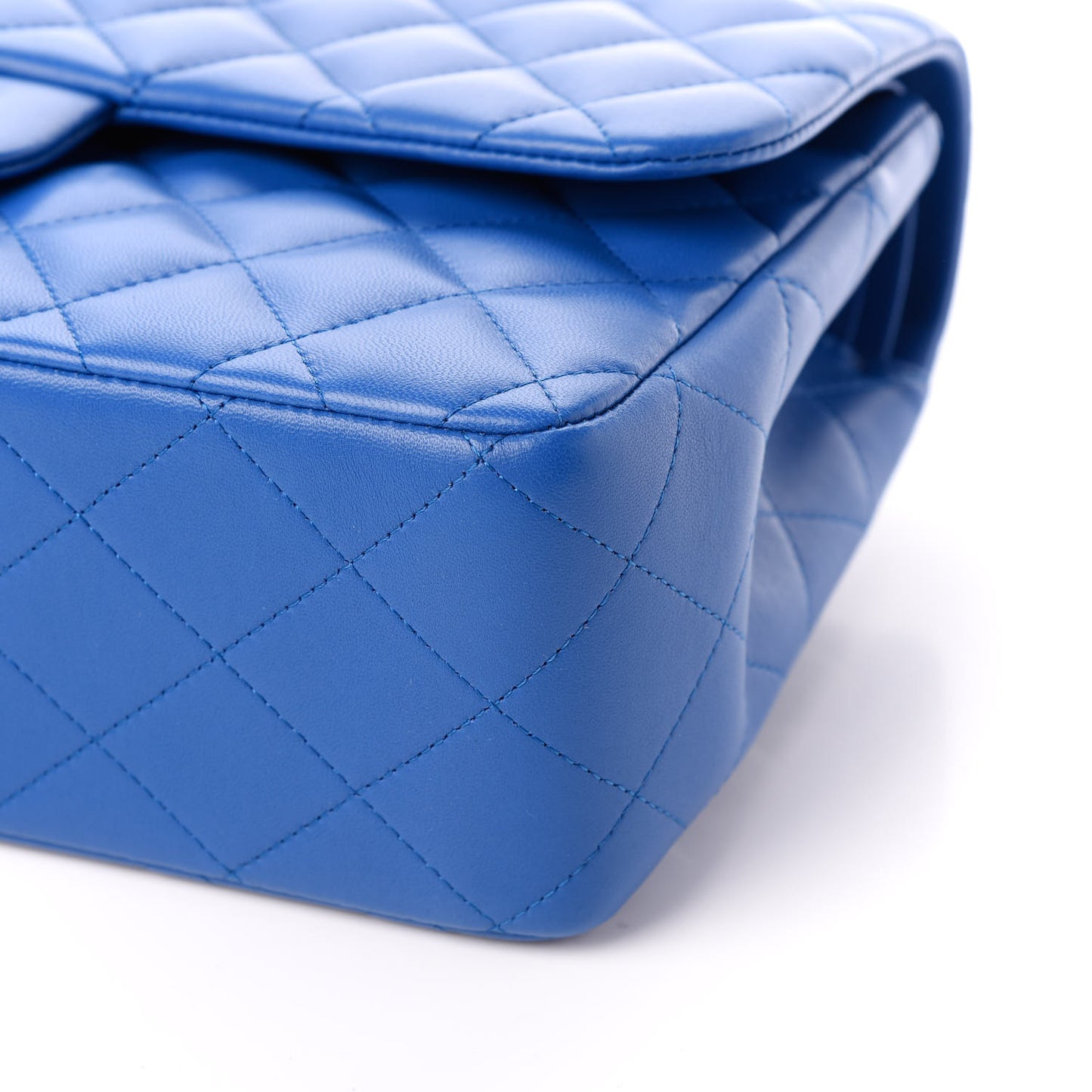 Lambskin Quilted Jumbo Double Flap Blue