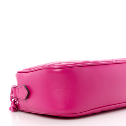 Gucci Calfskin Matelasse Monochrome Small GG Marmont Chain Shoulder Bag Classic Fuxia 10 of 13