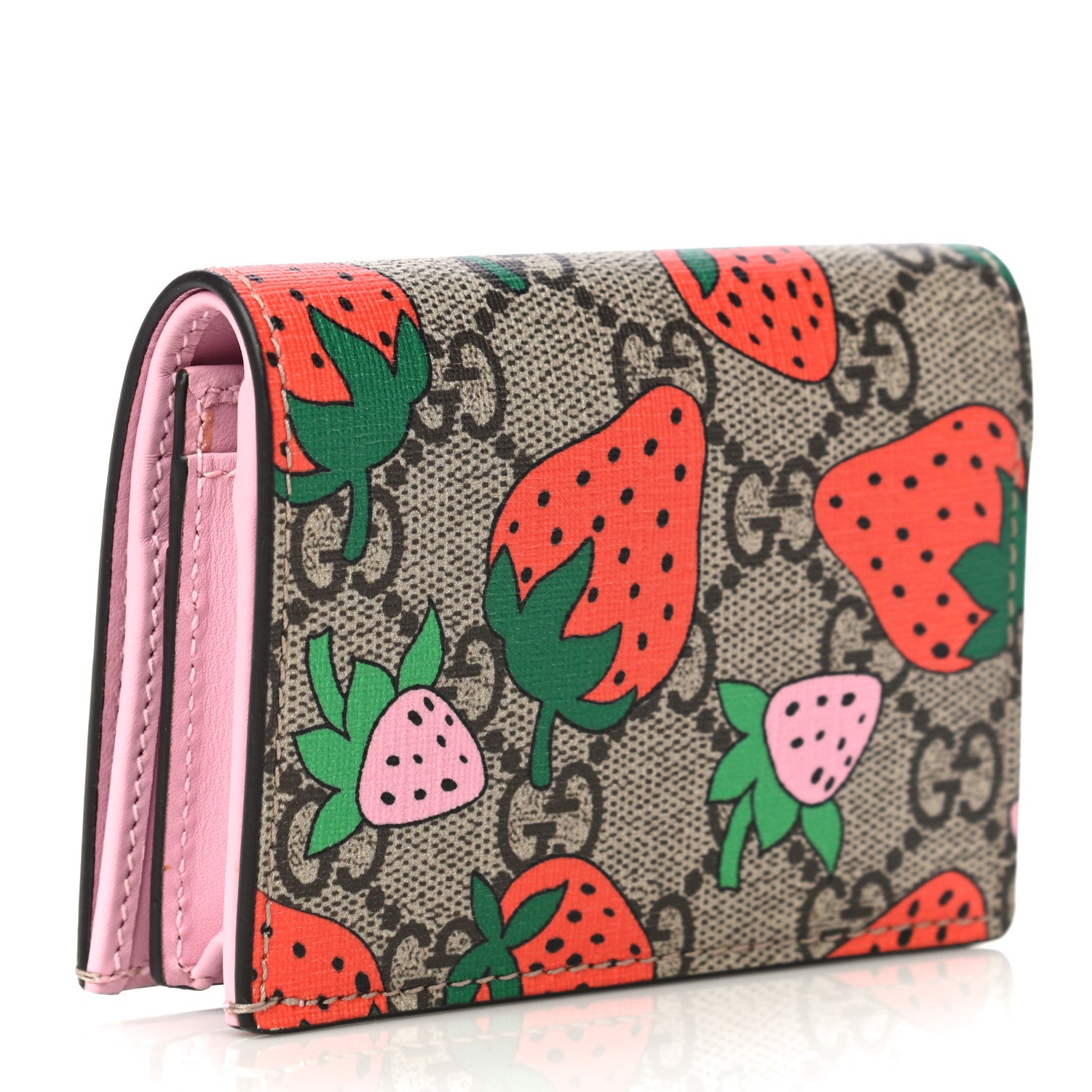 Gucci GG Supreme Monogram Strawberry Card Case 3 of 13