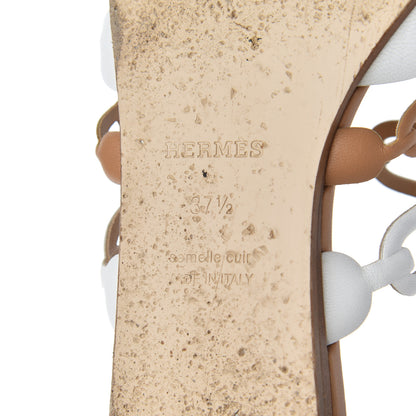 Hermes Nappa Thalassa Sandals 37.5 Multicolore Camel 7 of 21
