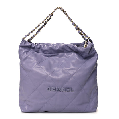 Chanel Shiny Caviar Quilted Monochrome Chanel 22 Light Purple 1 of 12