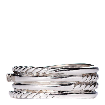 David Yurman Sterling Silver 14K White Gold Diamond 7mm Crossover Ring 47 4.25 3 of 5