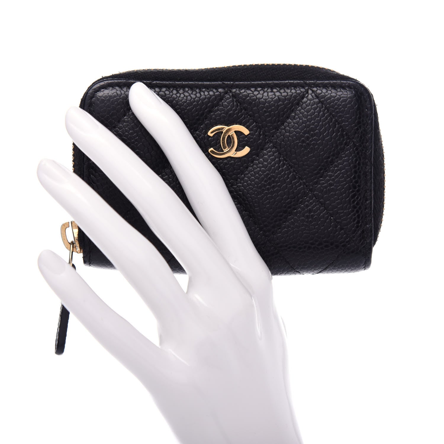 Chanel Caviar Quilted Zip Coin Purse Black 2 of 9