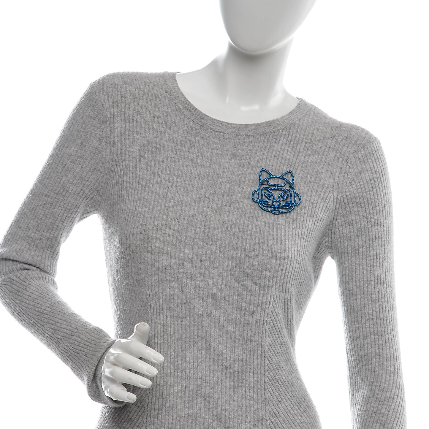 Strass Crystal Emoji Robot Cat Brooch Blue
