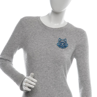Chanel Strass Crystal Emoji Robot Cat Brooch Blue 2 of 4