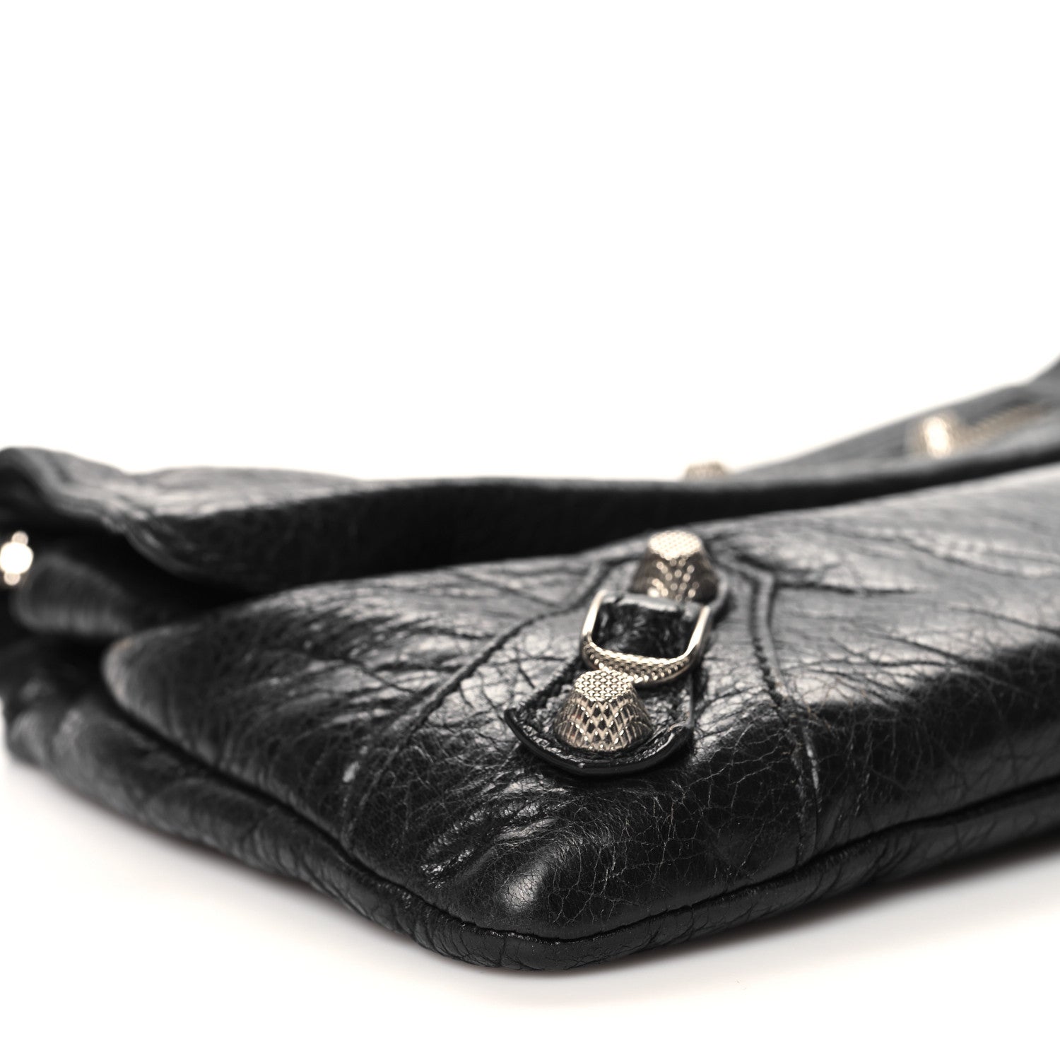 Balenciaga Agneau Giant 12 Silver Hardware Envelope Strap Clutch Black 12 of 14