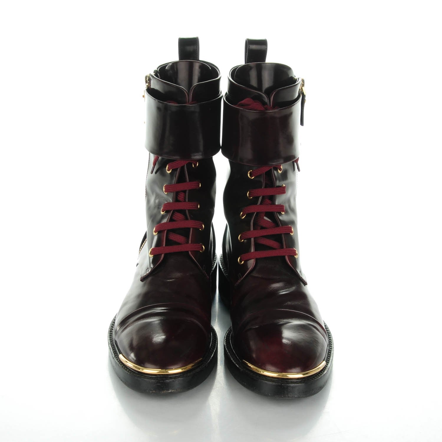 Louis Vuitton Calfskin Diplomacy Ranger Combat Boots 38.5 Red 4 of 12