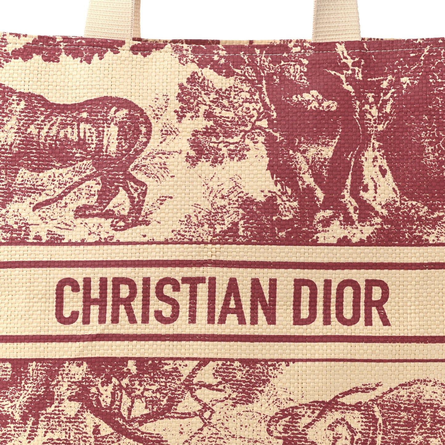 Straw Dioriviera Tote Red