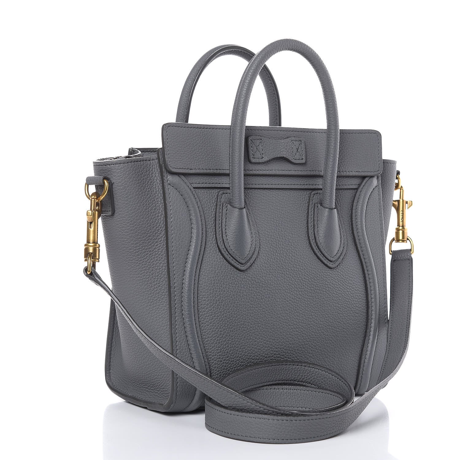 Celine Drummed Calfskin Nano Luggage Kohl 3 of 11