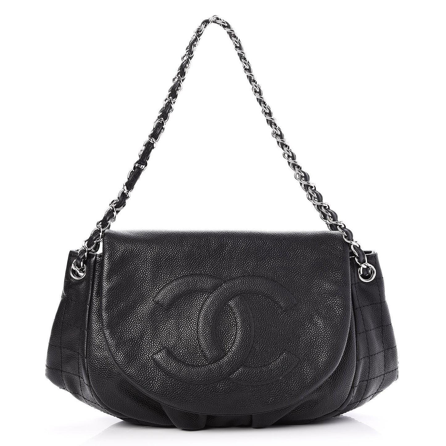 Caviar Half Moon Large Flap Black
