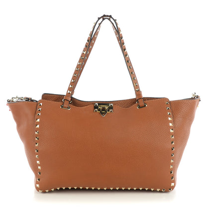 Valentino Garavani Pebbled Calfskin Medium Rockstud Tote Light Cuir 1 of 8