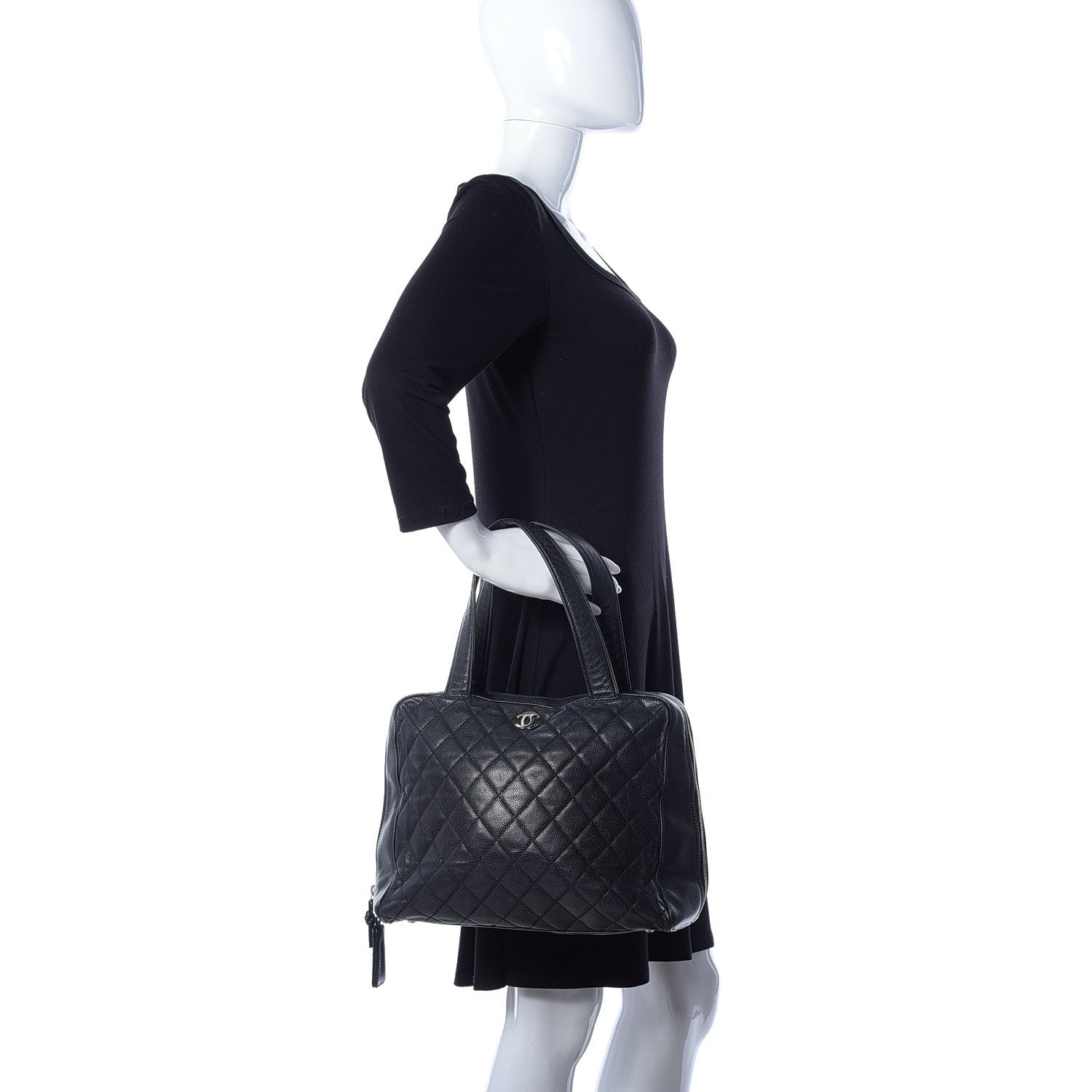 Chanel Caviar Quilted Bowler Black 2 of 8