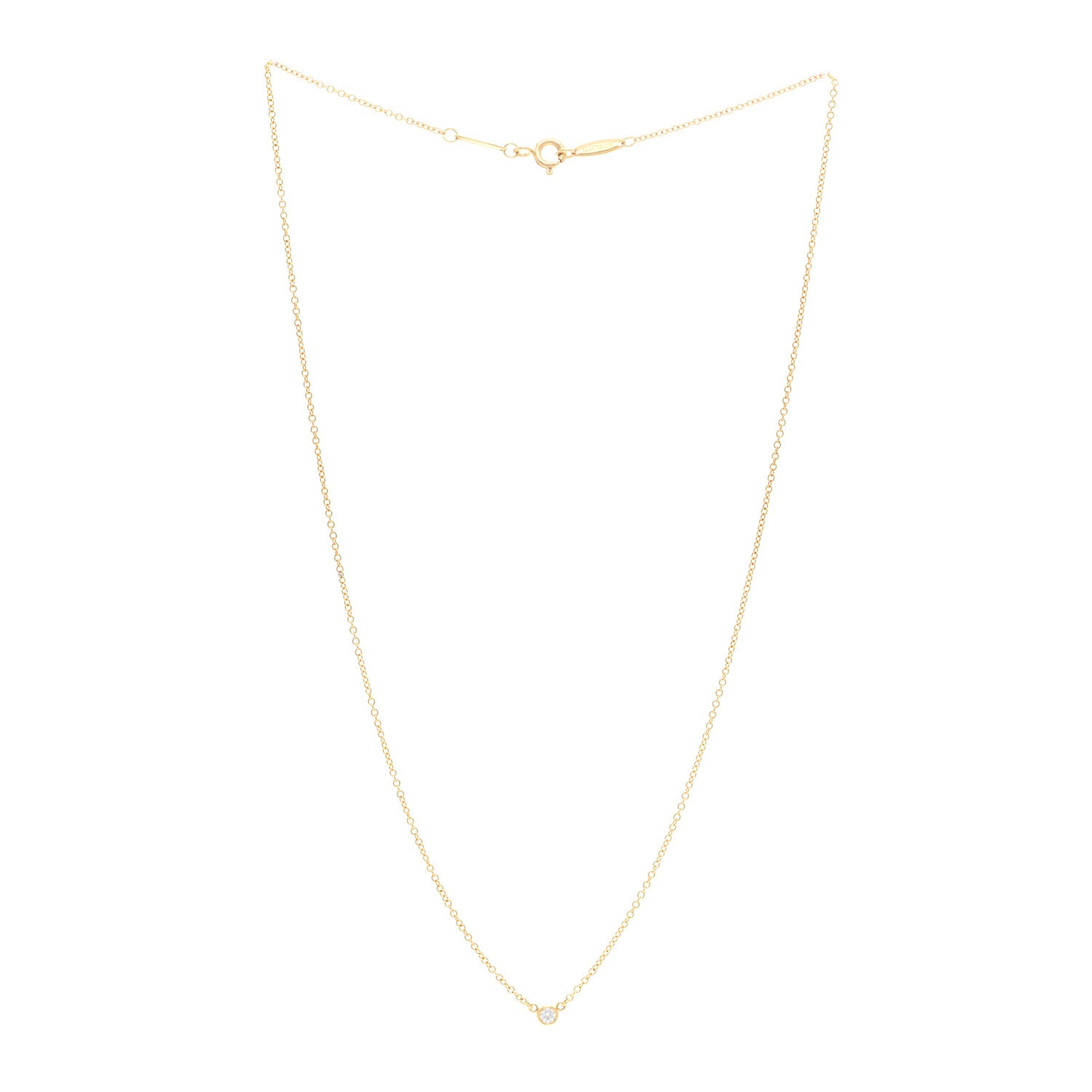 Tiffany 18K Yellow Gold Diamond .05ct Elsa Peretti Diamonds by the Yard Pendant Necklace 3 of 5