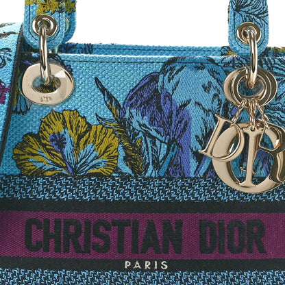 Christian Dior Canvas Toile de Jouy Voyage Embroidered Medium Lady D-Lite Celestial Blue 8 of 11