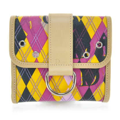 Christian Dior Coated Canvas Argyle Golf Compact Wallet 1 of 7