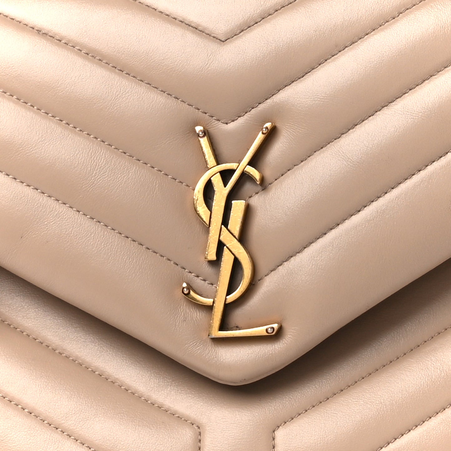 Calfskin Y Quilted Monogram Medium Loulou Chain Satchel Dark Beige