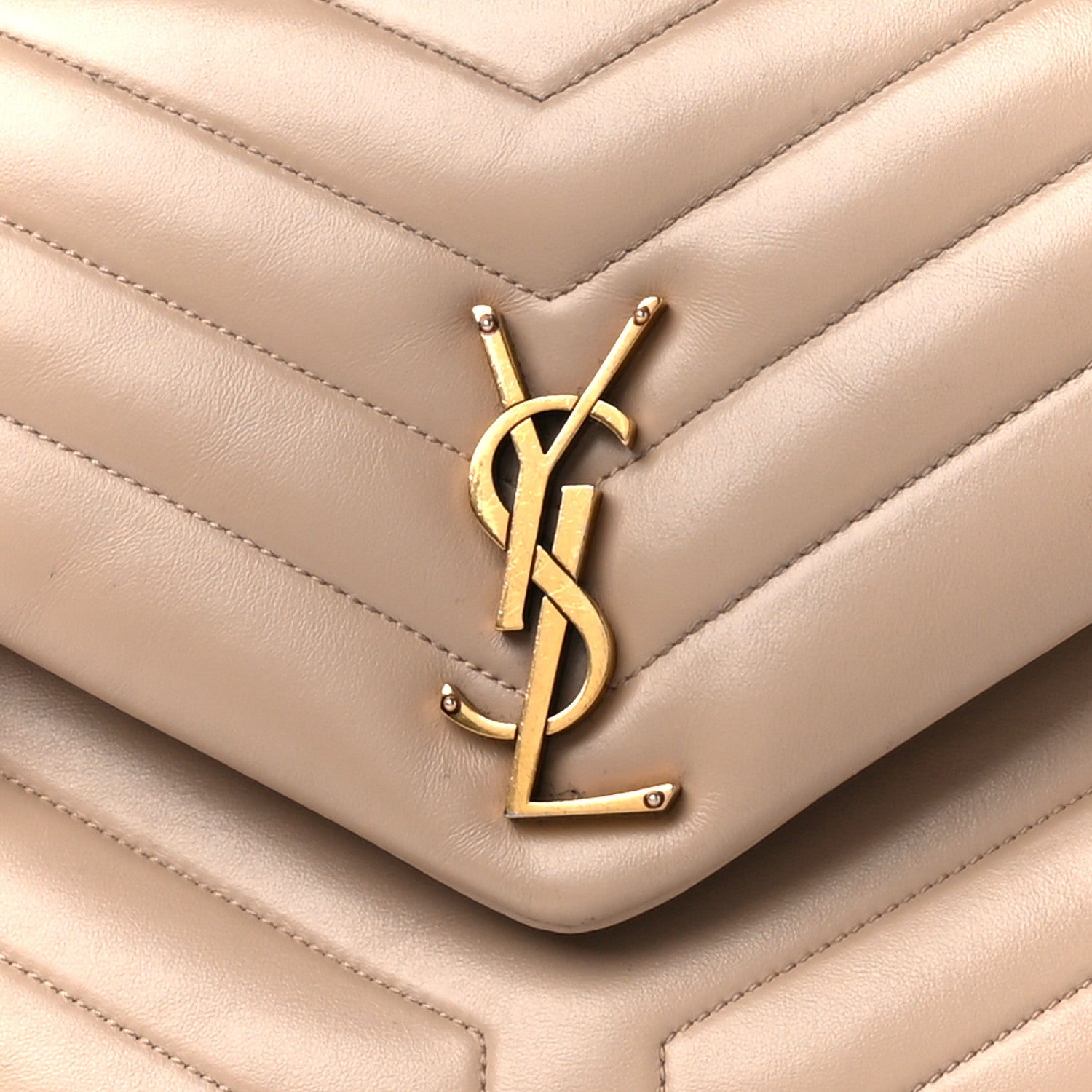 Saint Laurent Calfskin Y Quilted Monogram Medium Loulou Chain Satchel Dark Beige 9 of 11