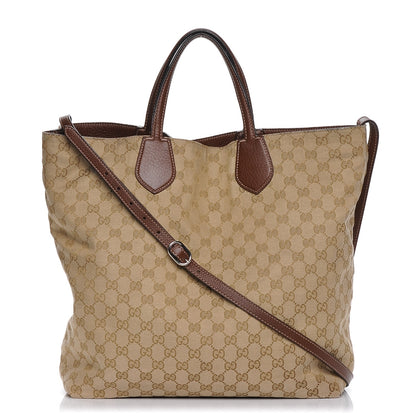 Gucci Pebbled Calfskin Medium Ramble Reversible Tote Black Nut Brown 1 of 8