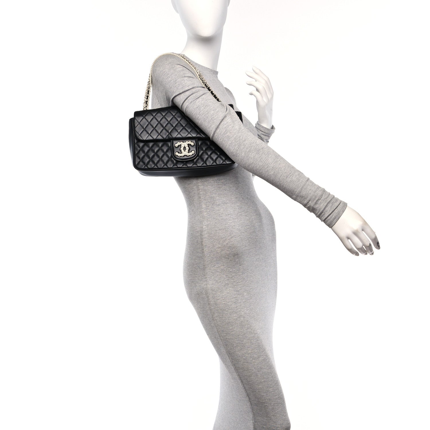 Chanel Lambskin Quilted Medium Westminster Pearl Black 2 of 10