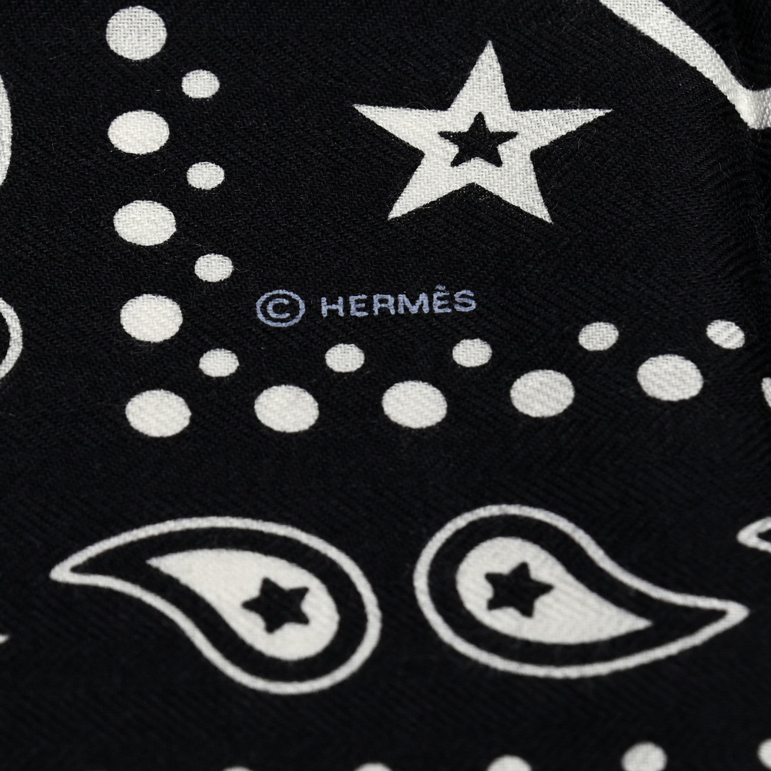 Hermes Cashmere Silk Les Cles Bandana Shawl 140 Black White 5 of 8