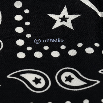 Hermes Cashmere Silk Les Cles Bandana Shawl 140 Black White 5 of 8
