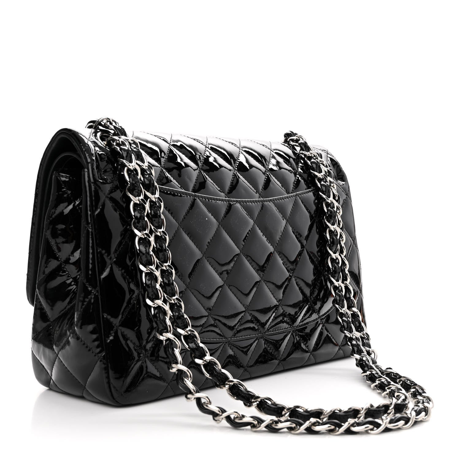 Chanel Patent Quilted Jumbo Double Flap Black 3 of 10