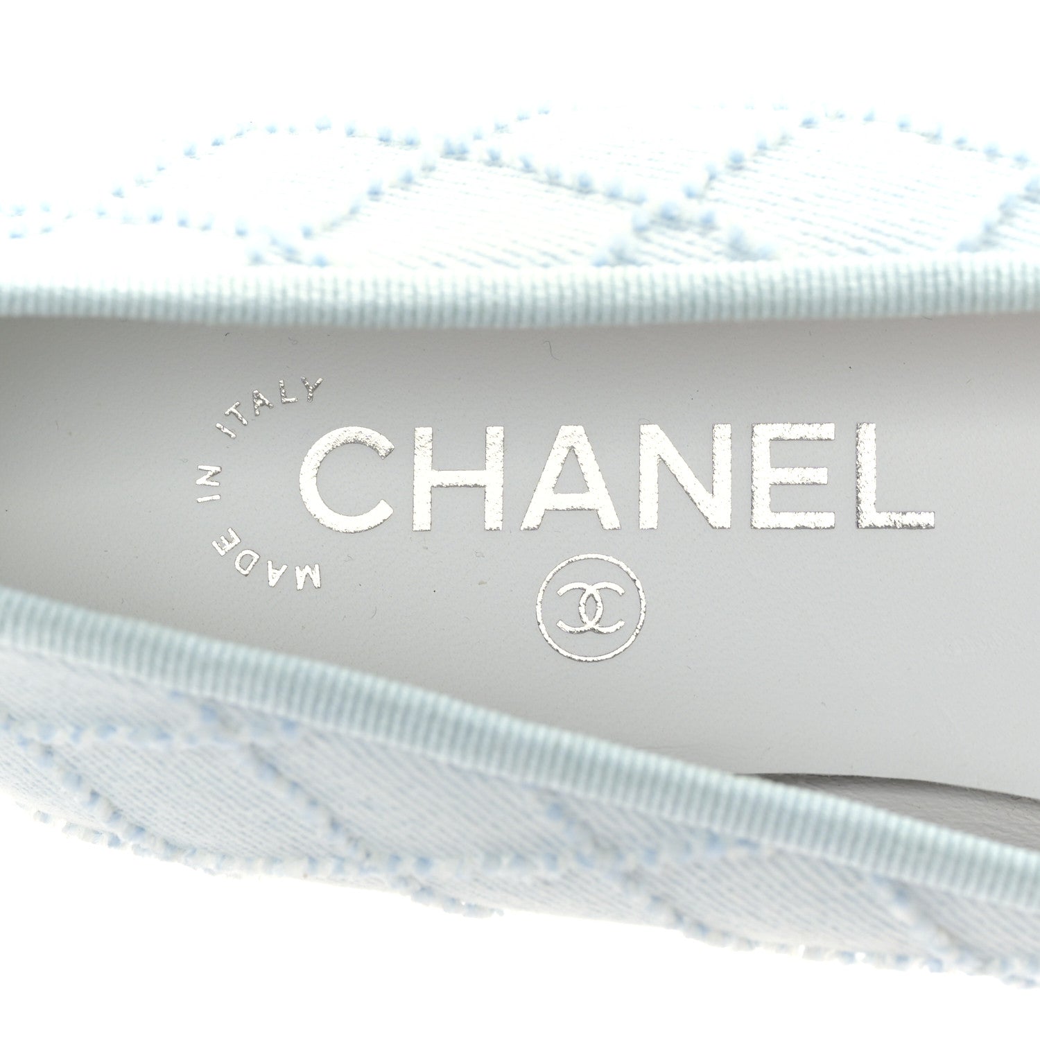 Chanel Denim Embroidered Grosgrain CC Cap Toe Ballerina Flats 38.5 Light Blue Black 7 of 9