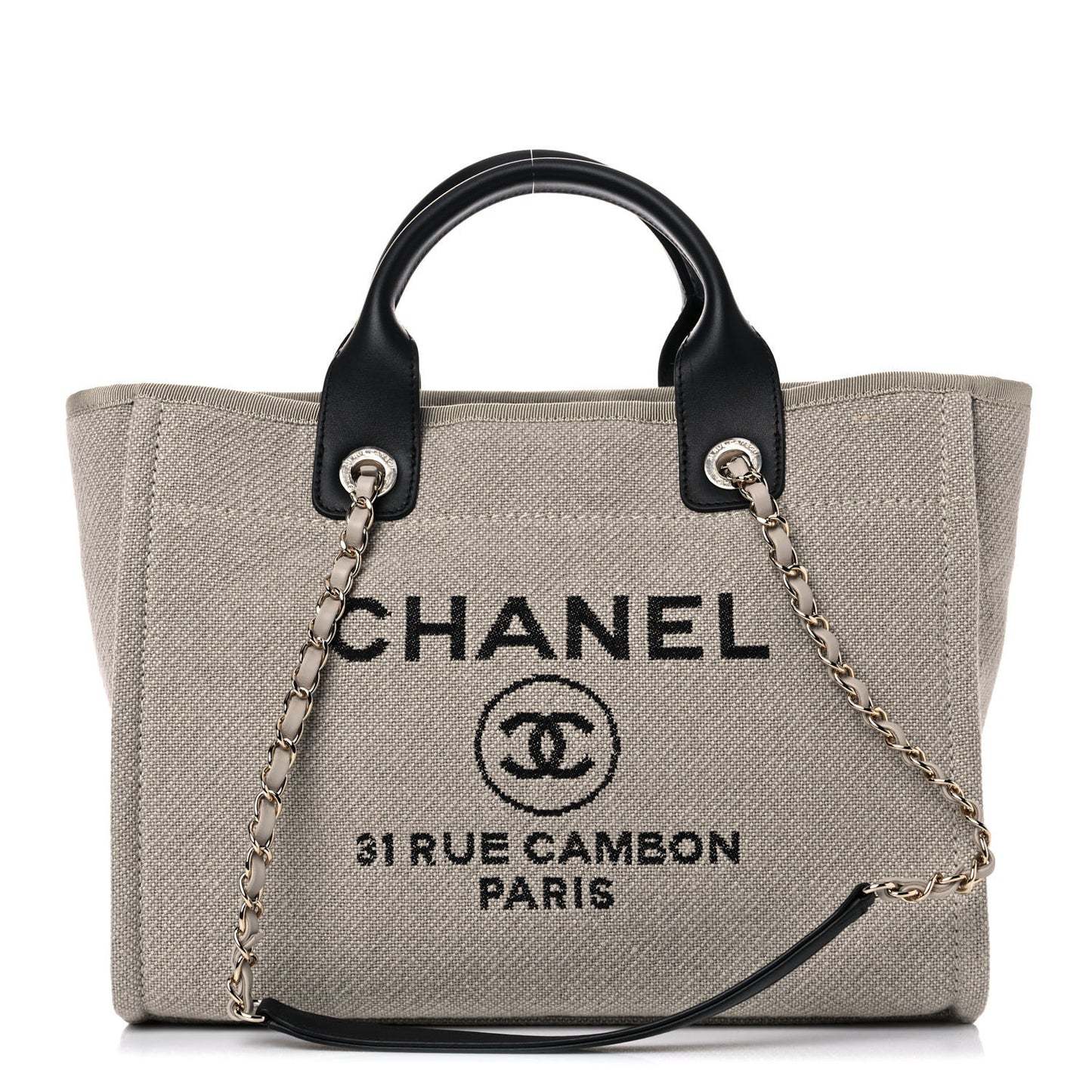 Mixed Fibers Small Deauville Tote Beige Black