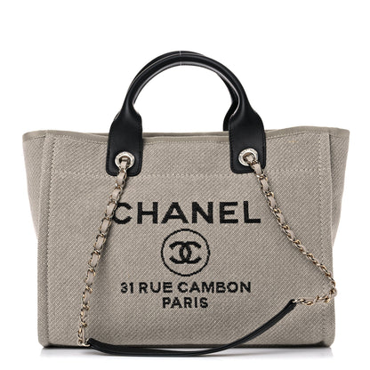 Chanel Mixed Fibers Small Deauville Tote Beige Black 1 of 12