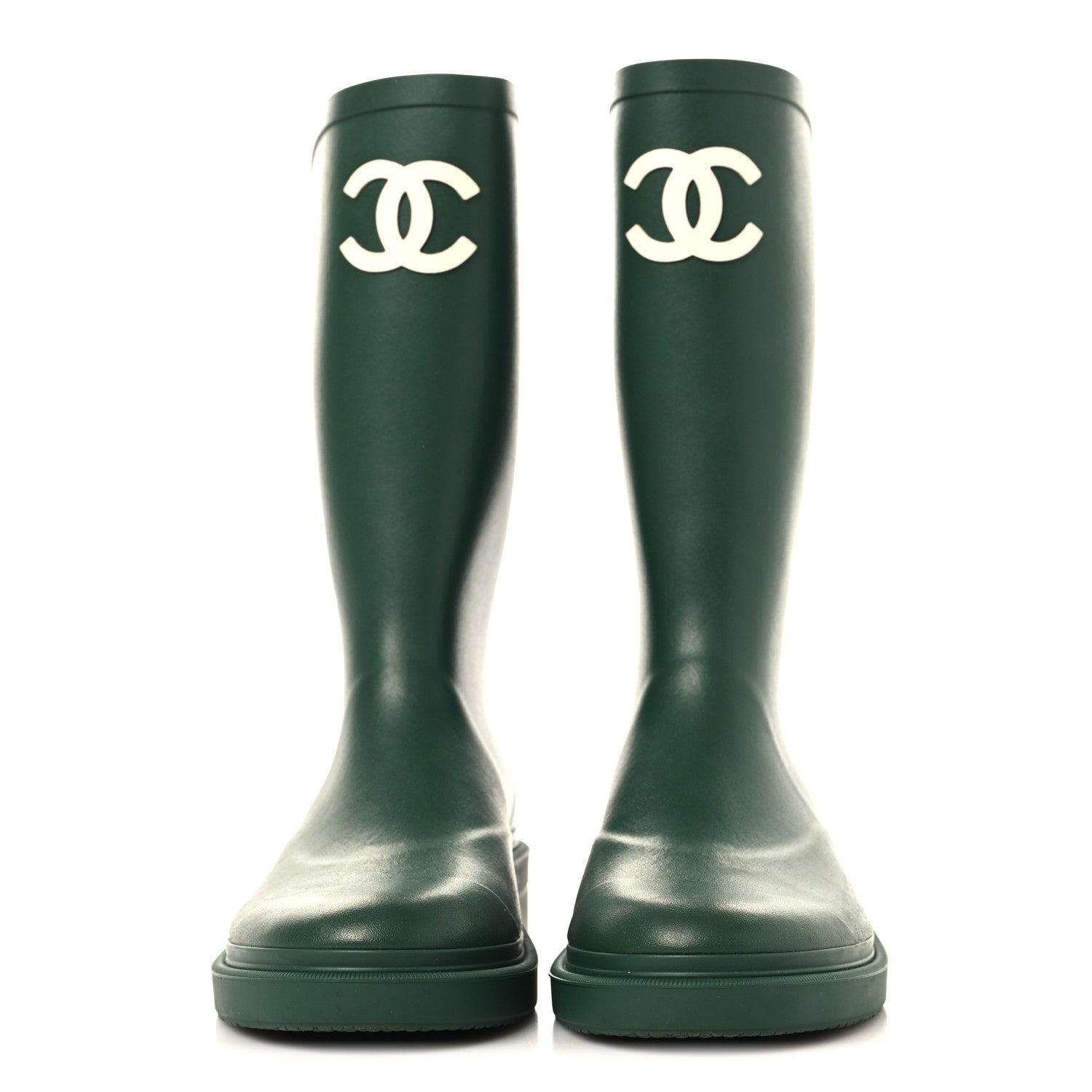 Chanel Caoutchouk CC High Boots 39 Dark Green 2 of 7