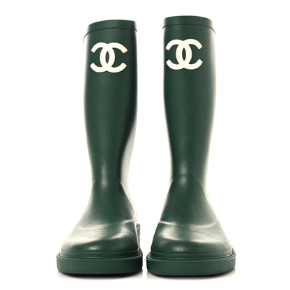 Chanel Caoutchouk CC High Boots 39 Dark Green 2 of 7