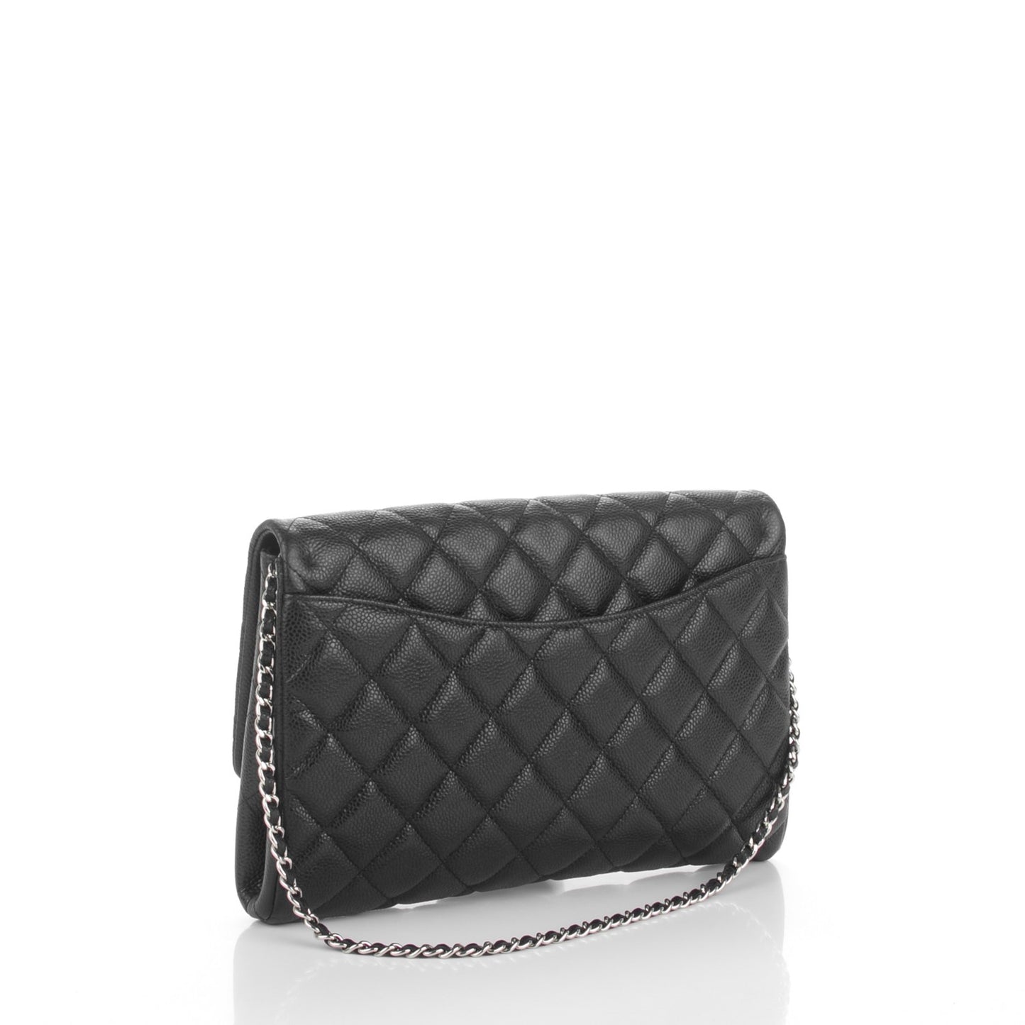 Caviar Quilted Clutch With Chain Flap Black