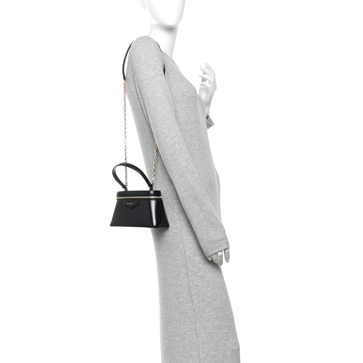 Box Calfskin Antigona Mini Vanity Bag With Chain Black