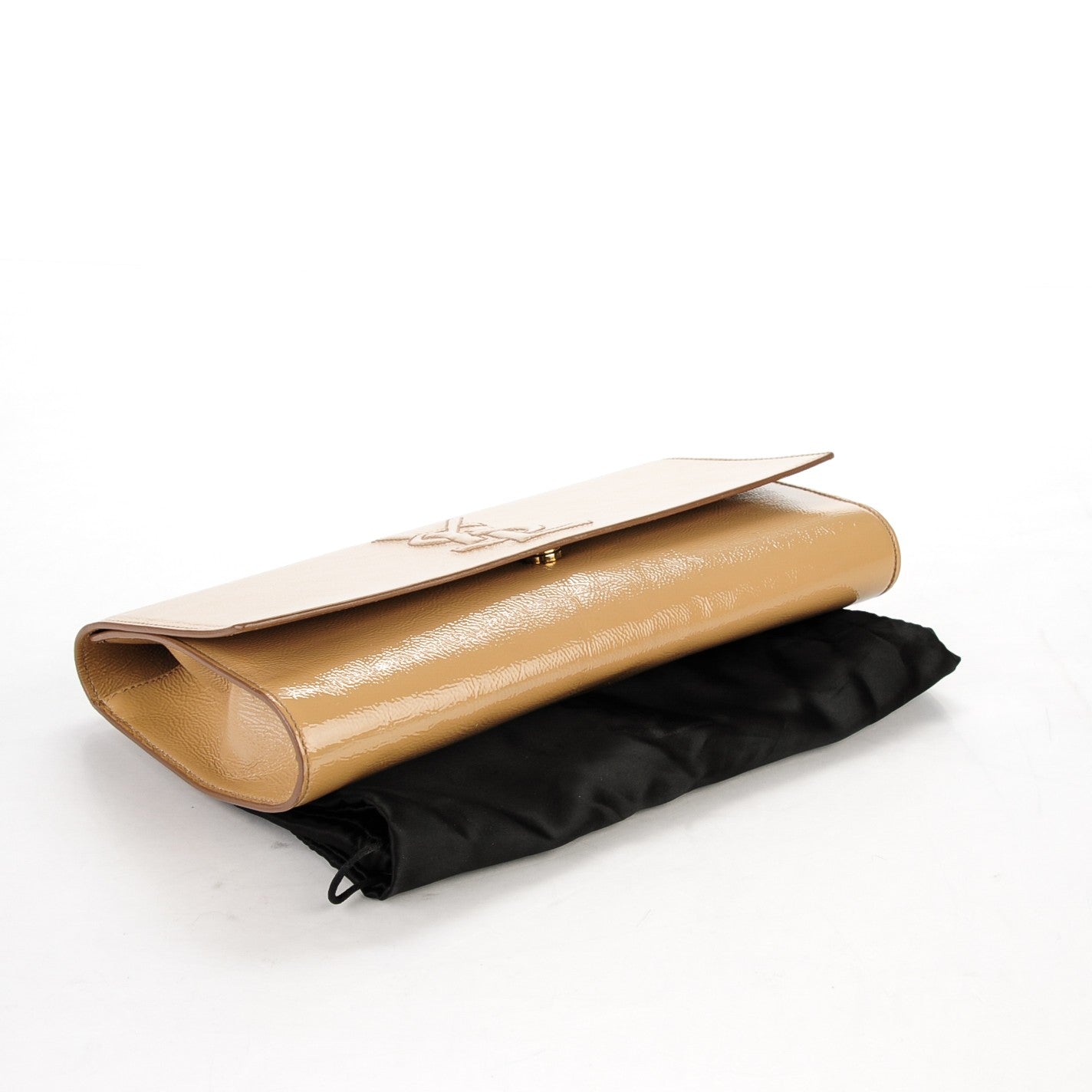 Saint Laurent Textured Patent Calfskin Monogram Large Belle De Jour Clutch Nude 4 of 7