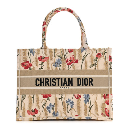 Christian Dior Canvas Embroidered Medium Hibiscus Book Tote Beige Multicolor 1 of 10