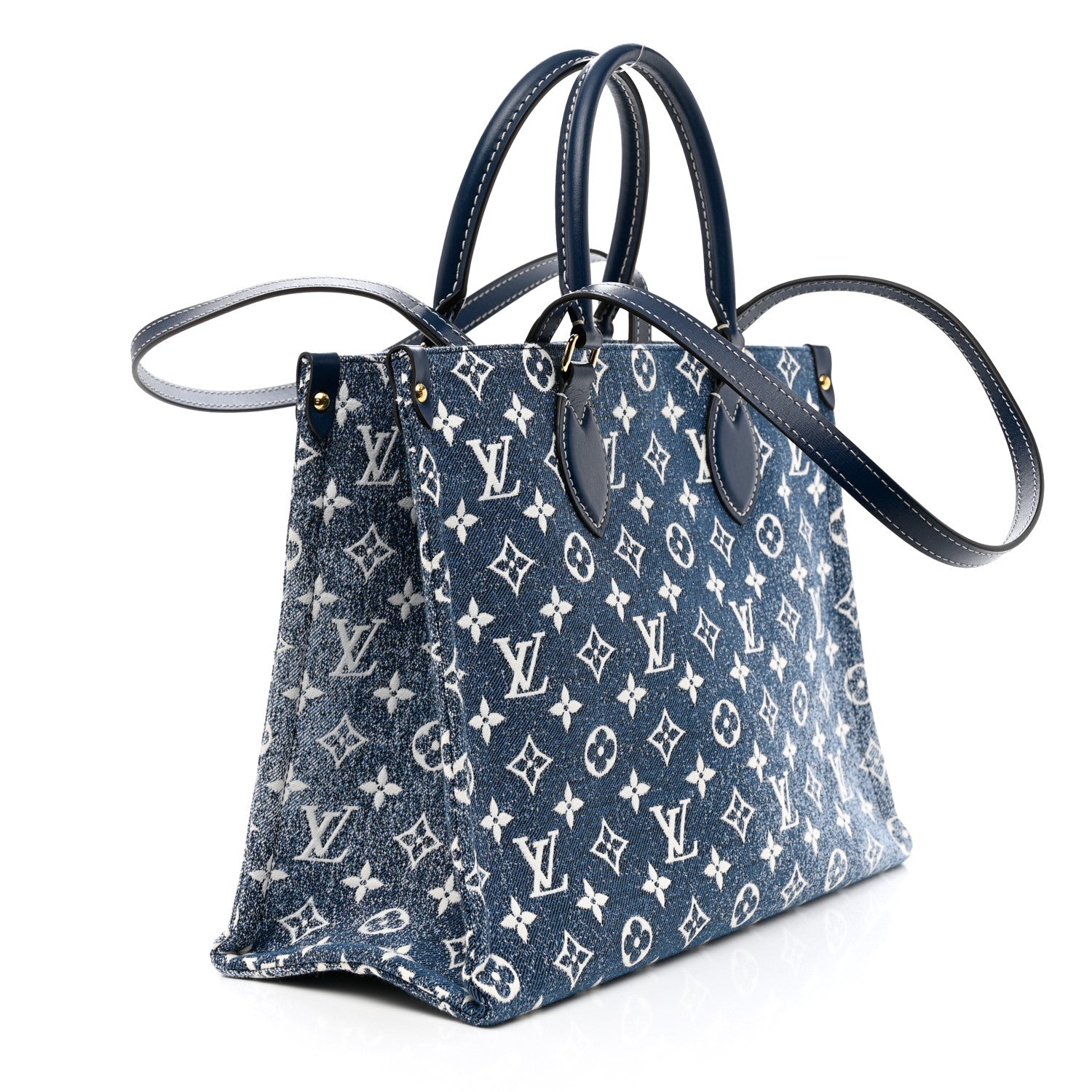 Louis Vuitton Monogram Jacquard Denim Onthego MM Bleu 3 of 9