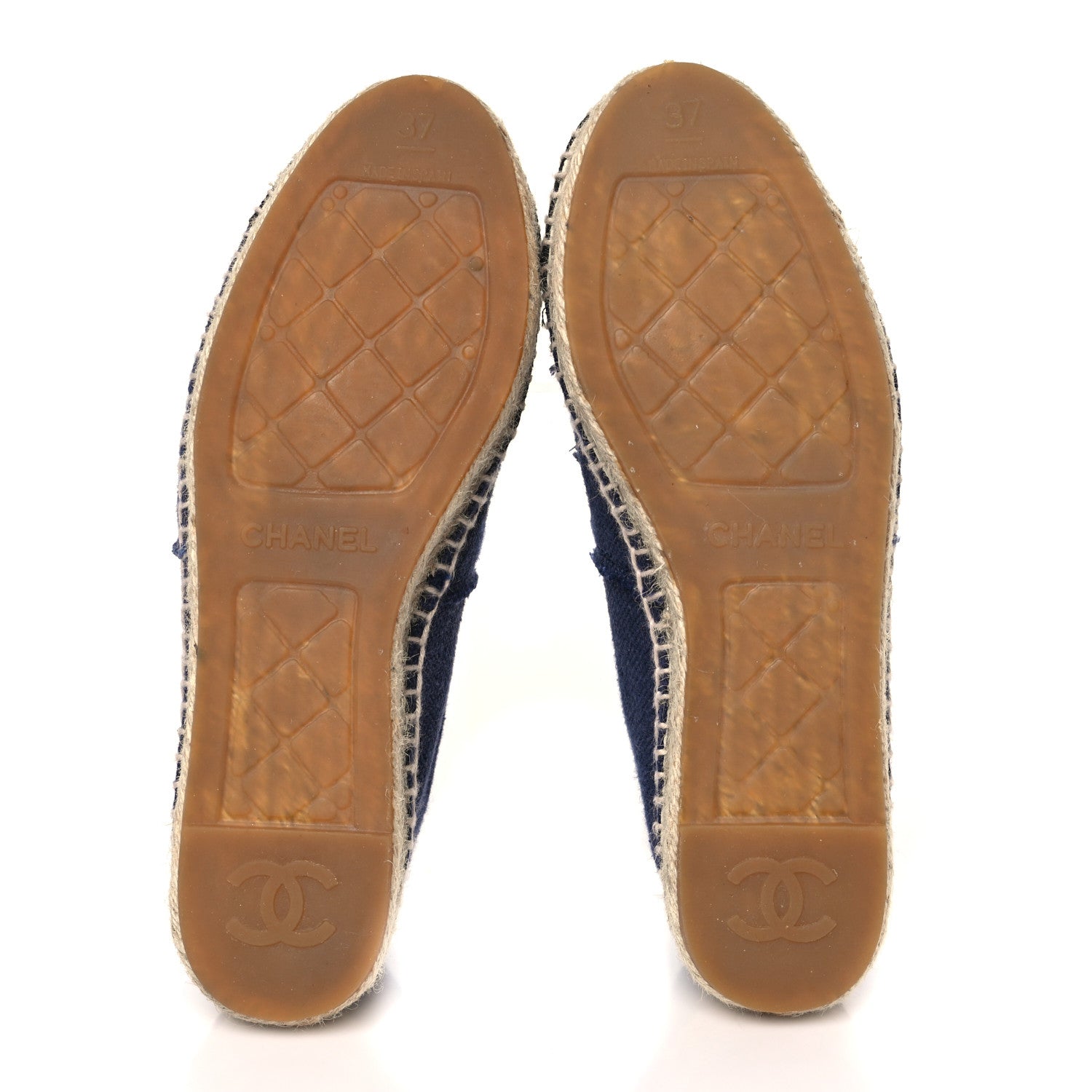 Chanel Denim Toile CC Espadrilles 37 Navy Black 5 of 9