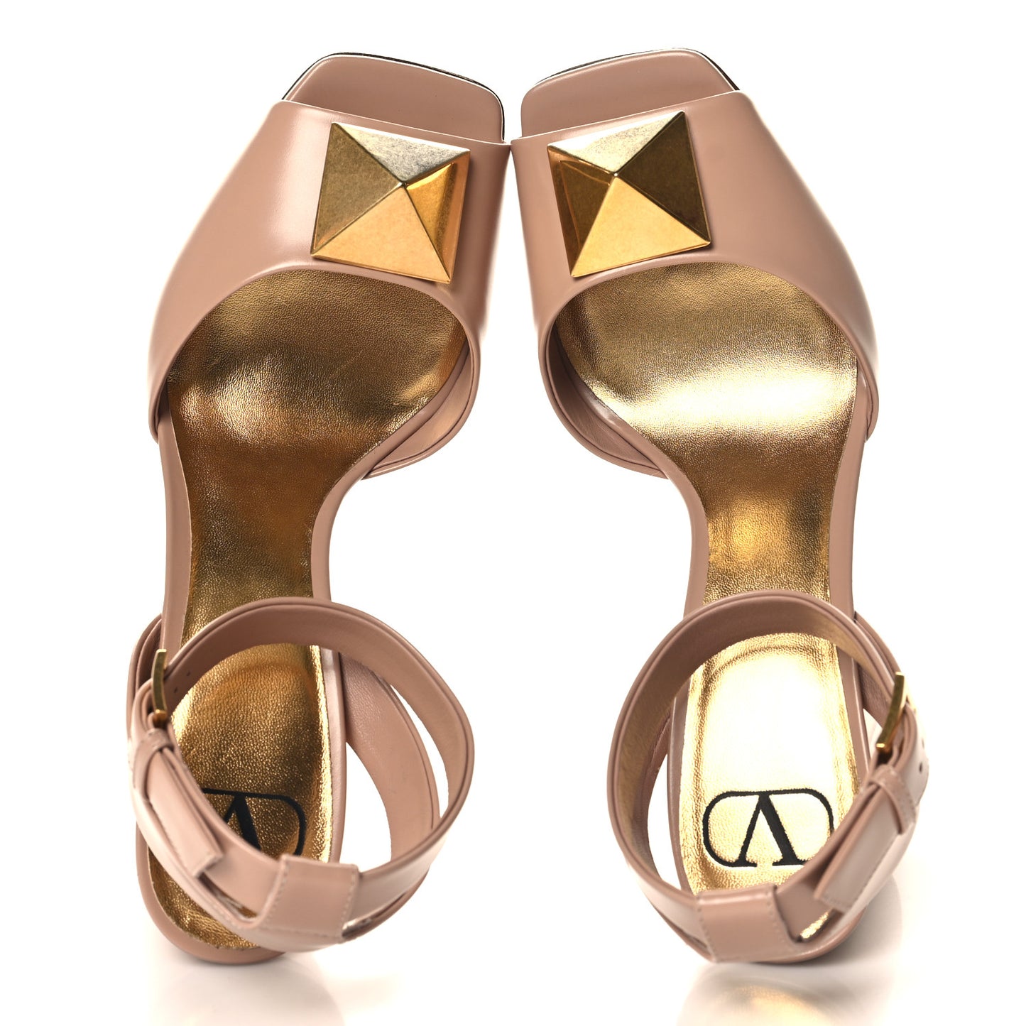 Calfskin One Stud Ankle Strap 90mm Sandals 41 Poudre