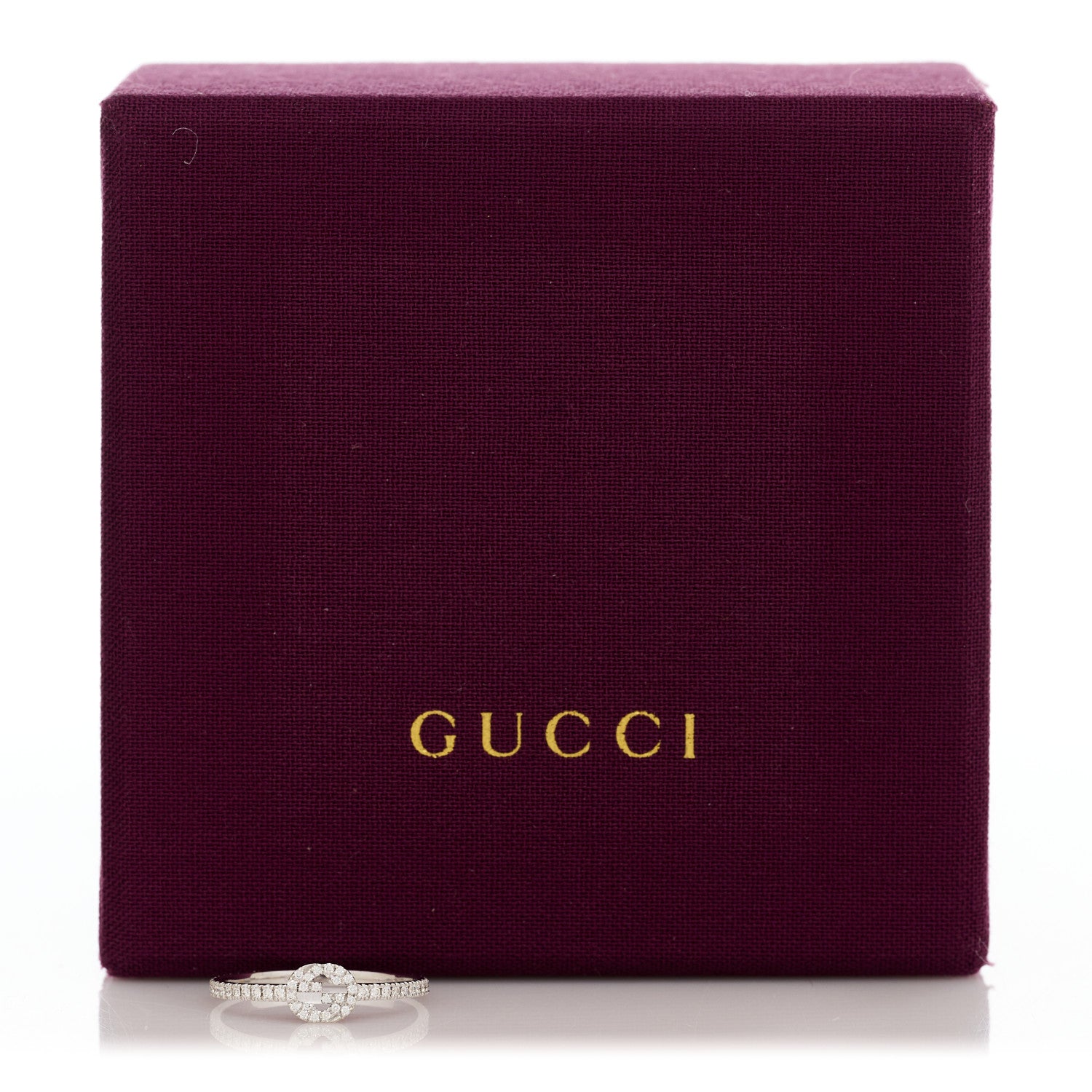 Gucci 18K White Gold Diamond Interlocking G Ring 57 8 7 of 7