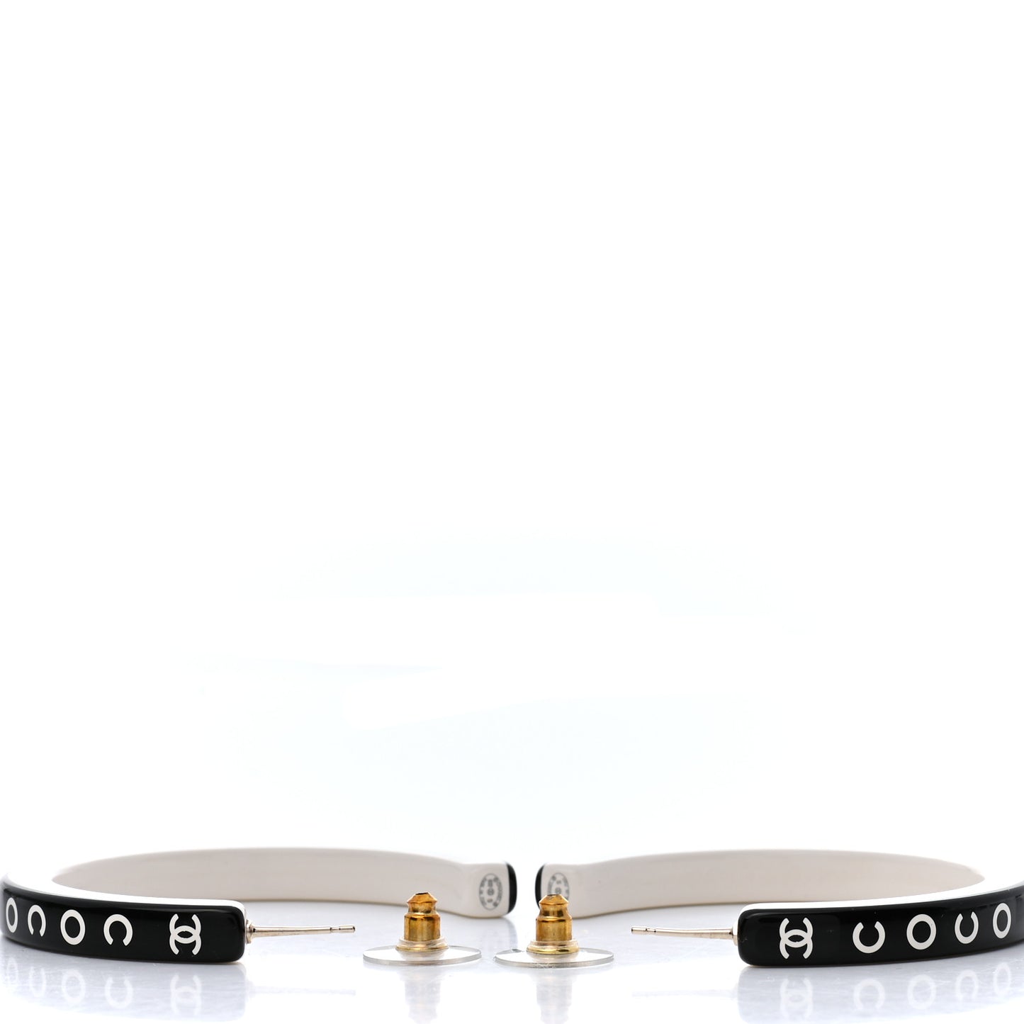 Resin Logo Hoop Earrings Black White