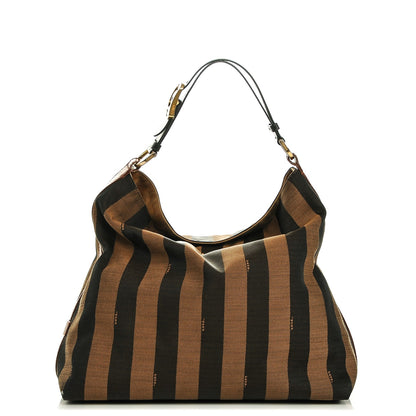 Fendi Pequin Cuoio Vegetale Large Hobo Tobacco Black Cuoio 1 of 7