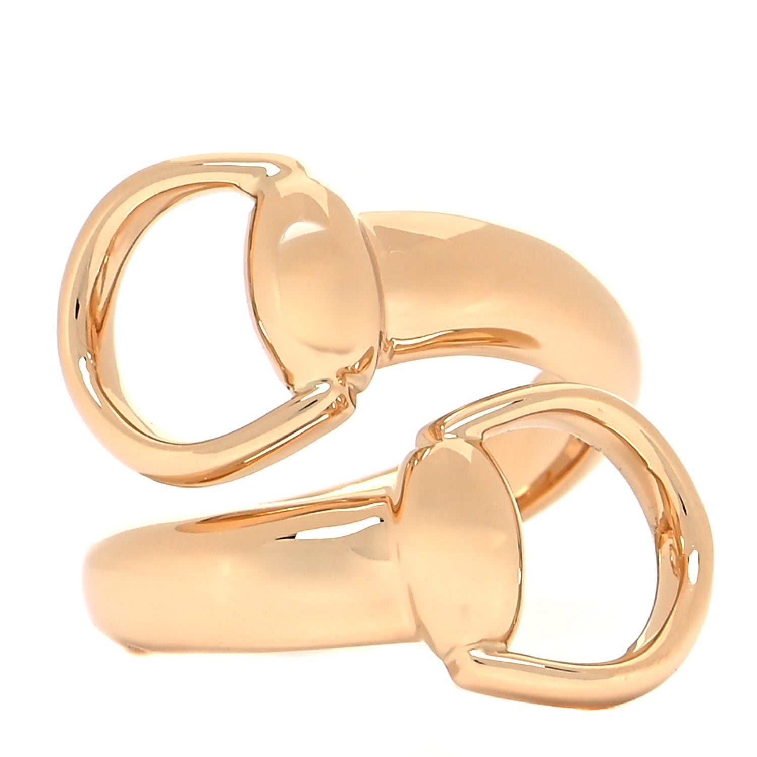 Gucci 18K Yellow Gold Horsebit Bypass Ring 52 6 1 of 5