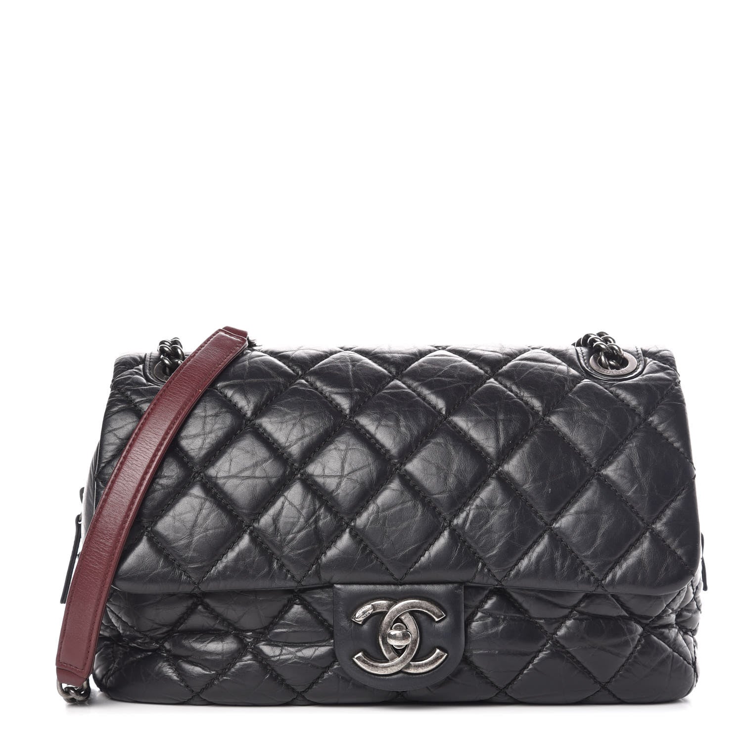 Chanel Aged Calfskin Jumbo New Portobello Flap Black 1 of 11