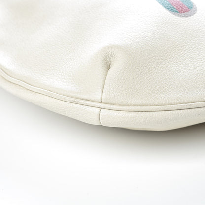 Gucci Grained Calfskin Logo Half Moon Hobo White 11 of 12