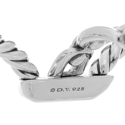 David Yurman Sterling Silver Diamond Wellesley Link Three-Row Cuff Bracelet 4 of 4