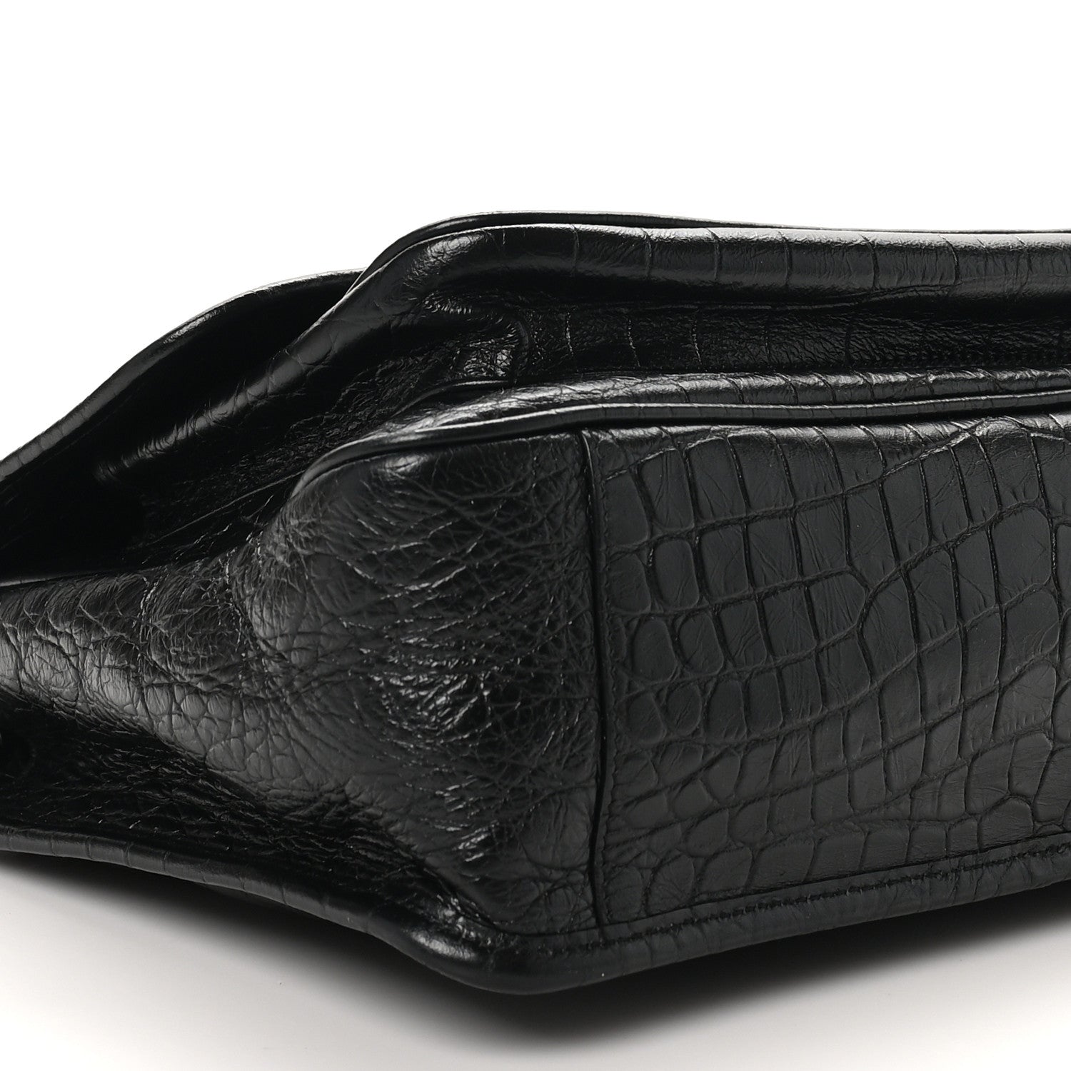 Saint Laurent Crocodile Embossed Lambskin Monogram Medium Niki Chain Satchel Black 9 of 10
