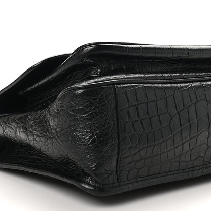 Saint Laurent Crocodile Embossed Lambskin Monogram Medium Niki Chain Satchel Black 9 of 10