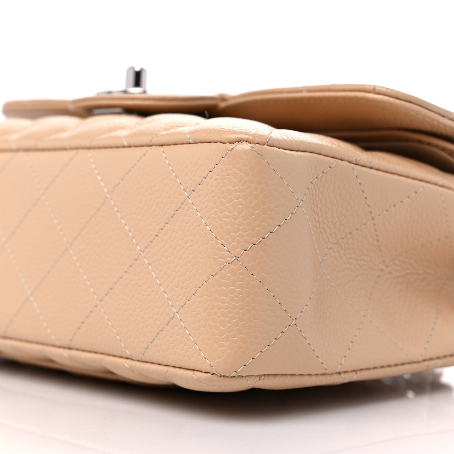 Caviar Quilted Small Double Flap Beige